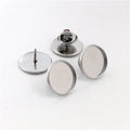 Round Flat Pad Pin-Back Brooch Blanks in a Silver Tone view 4