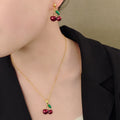 Red Cherry Necklace and Earring Jewelry Set or Earrings view 3