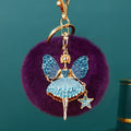 Jeweled Star Fairy Keychains with Round Faux Fur Pom Poms view 11