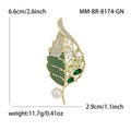 Openwork Gold Tone Leaf Brooch with Crystals in Three Colors view 4