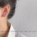 Silver Tone Clear Crystal Pave Ball Round Stud Earrings view 3