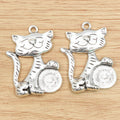 Lucky Cat Pendants with Coin Detail in Two Antique Tone Finishes view 7