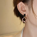 Black Square And Striped Circle Drop Earrings Jewelry Design view 4