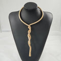 Twisted Snake Chain Sculptural Gold and Silver Necklaces view 3