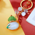 Cat Eye Gourd Keychains With Bead Cluster and Gold Tone Ring view 4