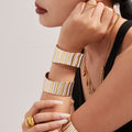 Broad Wavy Open Cuff Bracelet in Polished Gold Tone view 2