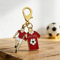 Enamel Soccer Player Jersey Keychain Gold Lobster Clasp view 4
