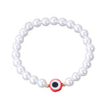Faux Pearl Round Evil Eye Stretch Bracelets in Four Colors view 5