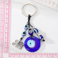 Silver Tone Elephant Blue Evil Eye Beaded Split Ring Keychain view 3