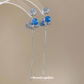 Blue Disc Wavy Chain Drop Stud Earrings Fashion Jewelry view 2