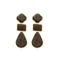 Glitter Geometric Drop Earrings in Black Gold and Pearl White view 5