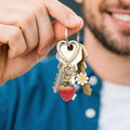 Gold Heart Clasp Strawberry Daisy Charm Keychain Metal view 4
