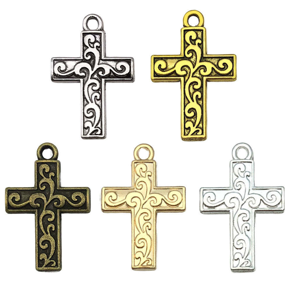Vintage Zinc Alloy Cross Charm Pendant for DIY Keychain Earring Necklace Bracelet