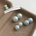 Aqua Pearl Like Round Stud Earrings In Four Graduated Sizes view 2