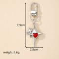 Silver Tone Star Cross Crystal Heart Clip Keychains in Four Colors view 4