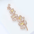 Rose Gold Leaf Branch Brooch Yellow Crystal Pavé Pin view 3
