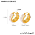 Gold Copper Triple Plastic Bead Row Hoop Earrings Huggie view 6