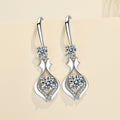 White Gold Teardrop Drop Earrings Pink Clear Blue Stone Options view 6