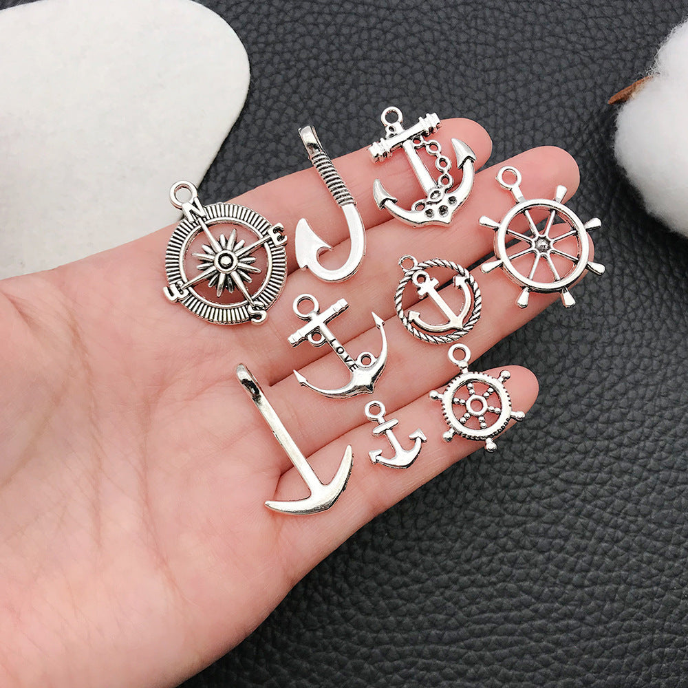 Vintage Zinc Alloy Anchor Ship Wheel Ocean Charm Pendants for DIY Bracelet Jewelry Making