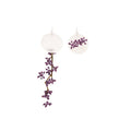 Asymmetric Purple Floral Disc Drop Earrings with Reflective Details view 5