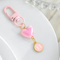 Pink Pearlescent Heart And Round Initial Letter Keychain view 11