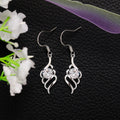Silver Tone Flame Curve Drop Earrings With Clear Round Stones view 4
