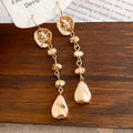 Hammered Gold Tone Long Drop Hook Earrings Fashion Jewelry view 6