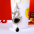 Double Sided Crystal Swan Keychains in White Black Violet Pink and Assorted view 4