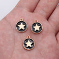 Gold Tone Round Star Enamel Pendant Charms in Five Colors view 7