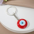 Silver Tone Round Resin Evil Eye Split Ring Keychains in Six Colors view 7