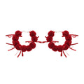 Red Velvet Bow and Pom Pom Earrings in Two Drop Styles view 5