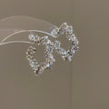 Crystal Star Hoop Stud Earrings in Gold and Silver Tones view 7