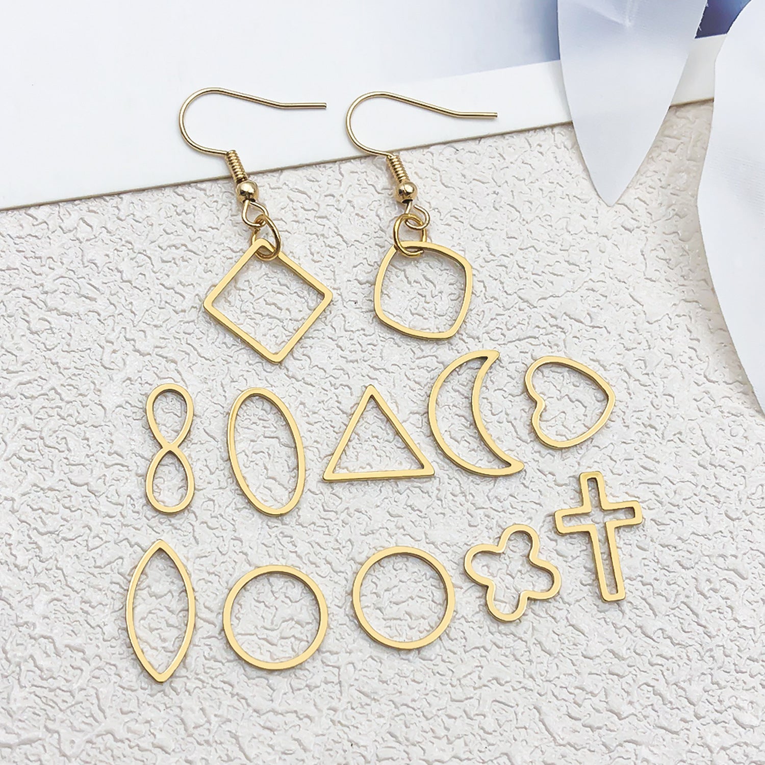 Gold Plated Stainless Steel Hollow Five Point Star Charm Pendant for DIY Necklaces