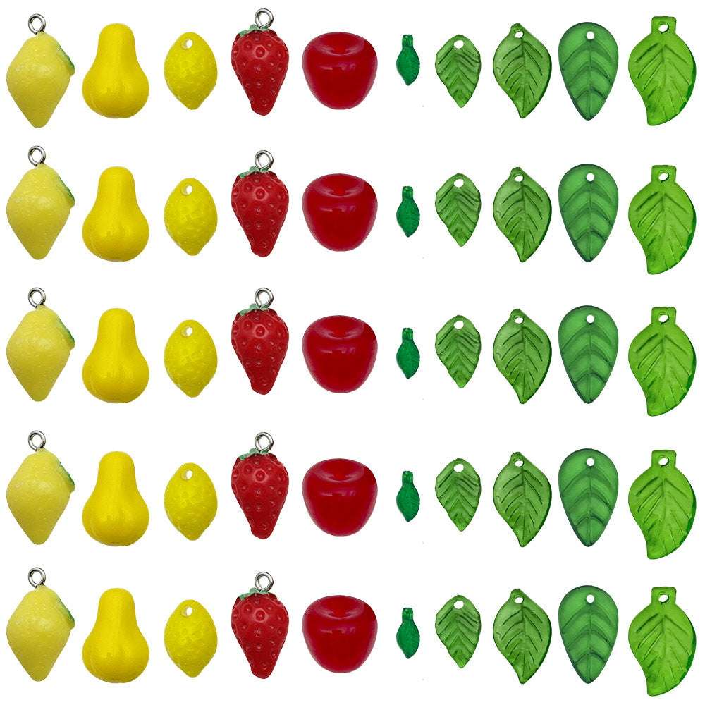 Acrylic 3D Lemon Pear Leaf charm pendants for DIY bracelet necklace keychain making