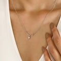 Antler Pendant Necklace with Clear Round Drop in Three Tones view 3