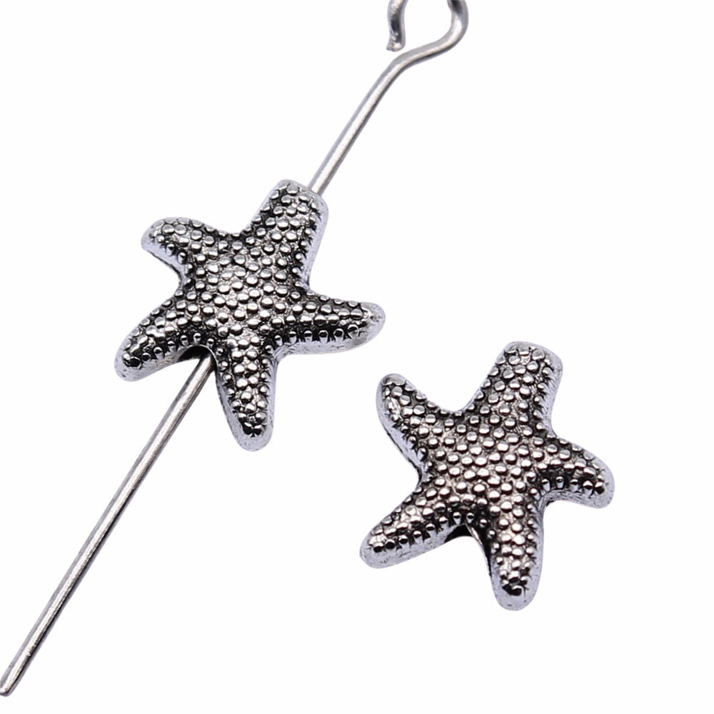 10x10mm 0.75g Antique Silver Zinc Alloy Starfish Loose Metal Beads for Ocean Theme DIY Jewelry