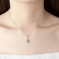 Silver Tone Swirl Pendant Necklace With Clear Round Stone view 4