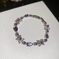 Silver Flower Crystal Tennis Bracelets Blue Yellow Pink Purple view 9