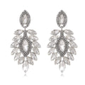 Aqua Green Green Marquise Leaf Geometric Crystal Five Designs Metal Dangle Earrings view 6