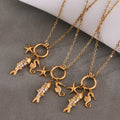 Gold Fish Seahorse Star Ocean Charm Necklace And Earrings view 1