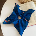 Strawberry Print Scrunchie and Blue Floral Scarf Hair Tie Set view 7