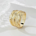 Beaded Multi-Rail Extra-Wide Rings In Four Metal-Tone Styles view 3