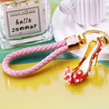 Polka Dot Bow High Heel Keychains in Blue, Pink and Black view 3