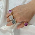 Random Natural Stone Adjustable Open Rings in Sixteen Assortments view 9