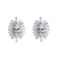 Silver Tone Marquise Cluster Stud Earrings with Clear Stones view 4