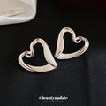 Open Heart Stud Earrings in Gold and Silver Tones Fashion Jewelry view 3