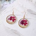 Pressed Flower Resin Round Earrings Gold Crescent 7 Styles view 9