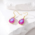 Gold Tone Faceted Iridescent Teardrop Crystal Hook Earrings in Nine Colors view 10