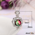 Silver Tone Round Gradient Crystal Floral Pendant Necklaces view 5