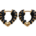 Color Wrapped Gold Tone Heart Huggie Hoop Earrings view 5